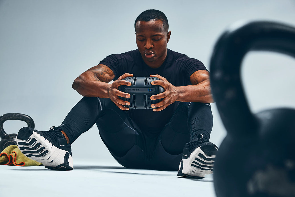 Palm Cooling Device NICE ROCC resting between sets of kettle bells